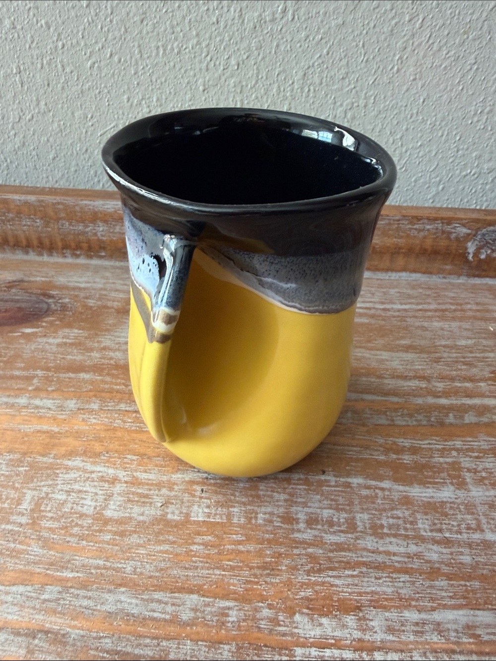 Yellow and Black Ceramic Pitcher - Modern Pouring Jug